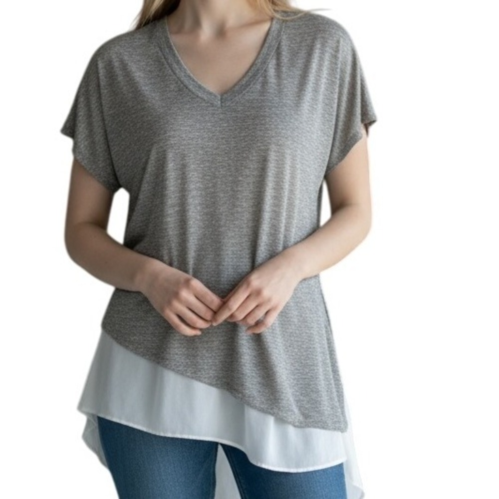 WHITE‎ HOUSE BLACK MARKET Dove Gray Shimmer Shell White Chiffon Lining EUC XS